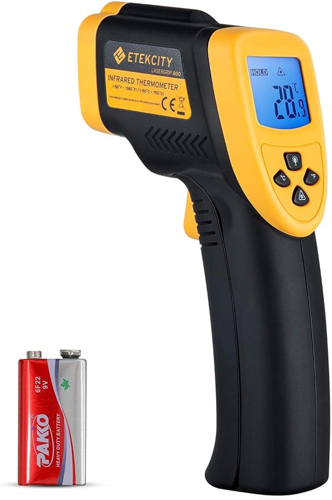 Etekcity Infrared Thermometer Laser Temperature Gun, -58℉~1382℉, D:S 16:1 | Long-Range Measurement, Pizza Oven, Griddle, BBQ, Engine, Pool, Non-Contact, High-Temperature Applications