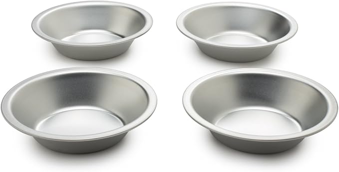 Fox Run Pie Pan Set, Tin-Plated Steel, 5-Inch, 4-Piece | Easily Bake Multiple Small Pies At Once | Evenly Heats Up & Bakes | Thanksgiving & Holiday Essential | Mini Pie Dish