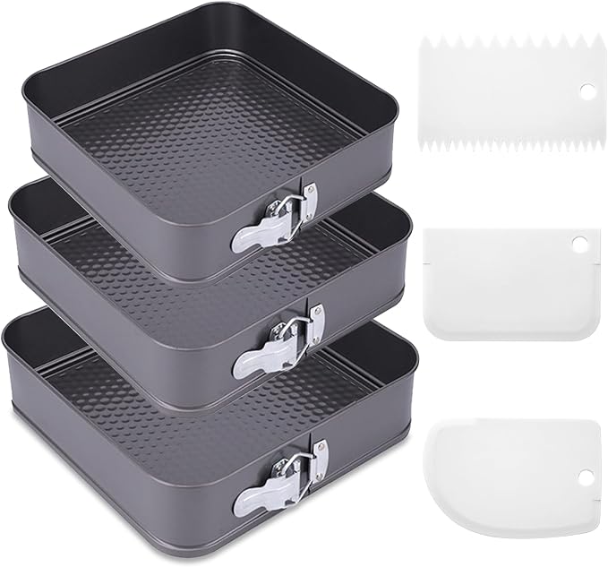 Rectangle Springform Pan Set with Removable Bottom Nonstick Cheesecake | Stainless Steel Bakeware DIY Baking Square Mold Funny Cake Tins for Cheesecakes, Brthdays, Weddings, and Valentine's Day