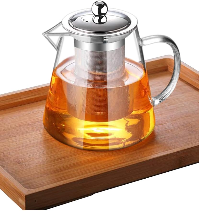 TMOST Glass Teapot with Infuser Tea Pot 1300ml/43oz Tea Kettle Stovetop Safe Blooming and Loose Leaf Tea Maker Set (43oz/ 1300ml)