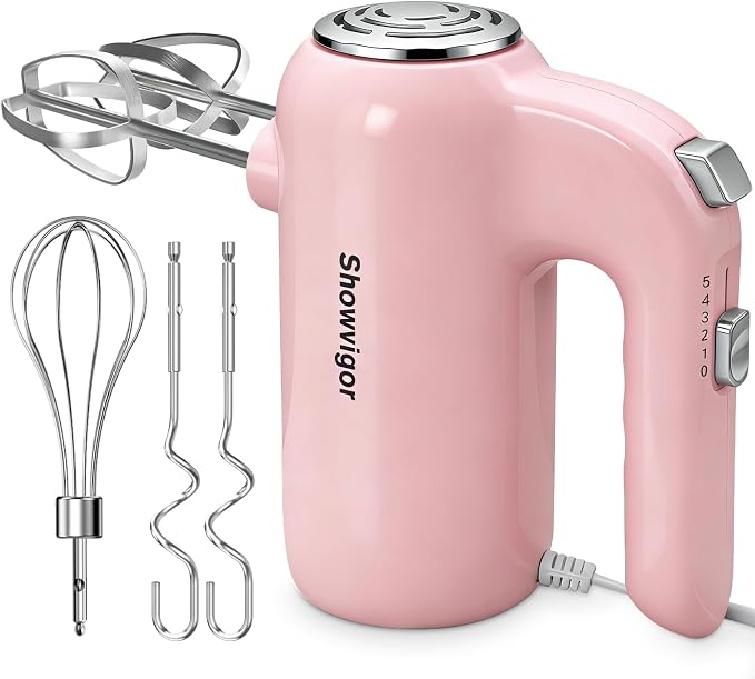 Hand Mixer, 5-Speed Electric Whisk with Turbo Boost Includes 6 Stainless Steel Attachments - Great Stand Mixer Alternative for Baking Cakes, Bread & More