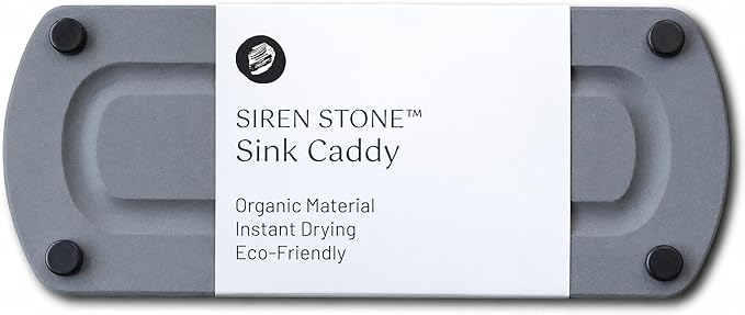 Premium Sink Caddy - Solid Grey Water-Aborbing Diatamaceous Earth Tray for Sink, Elevated Stainless Steel Legs, Non-Toxic, Fast-Drying, Kitchen or Bathroom (Lake Stone)