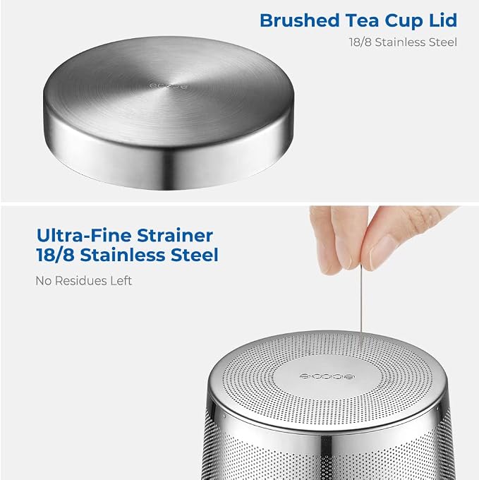 ecooe 16.9 OZ Borosilicate Glass Tea Mug Cup Glasses with Stainless Steel Infuser & Lid, Loose Leaf Tea Cup Clear Teacup 430mL(Use Capacity) | 500ml, Clear Glass Tea Cup, with Stainless Steel Infuser/Lid, Teacup for Loose Leaf Tea, Birthday for Parents...