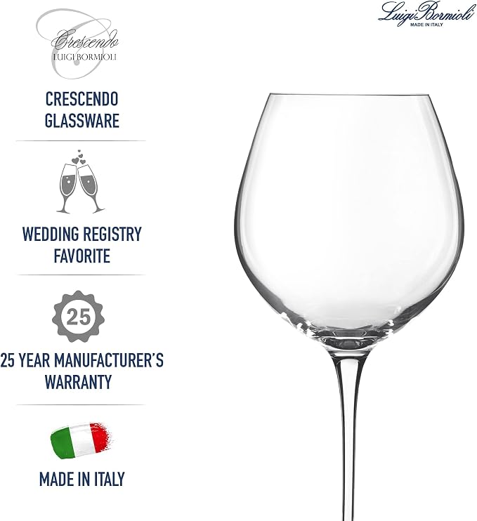 Luigi Bormioli Crescendo Bourgogne Wine Glasses - Clear, Set of 4