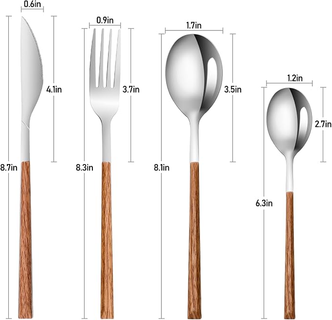 Stainless Steel Flatware Set for 4, Cutlery Utensils Set Include Knives/Forks/Spoons Service for 4, Mirror Polished and Dishwasher Safe (Silver)