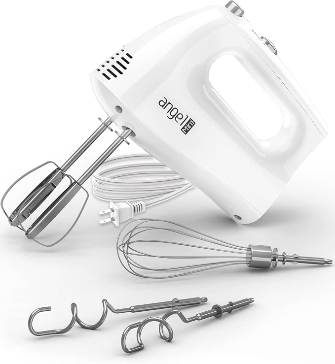 Hand Mixer, 400W Portable Kitchen Handheld Mixer with Eject Button, 5 Speed & 5 Stainless Steel Accessories, Egg Beaters and Whisk for Easy Whipping Cake, Cream, Batters, Cookies