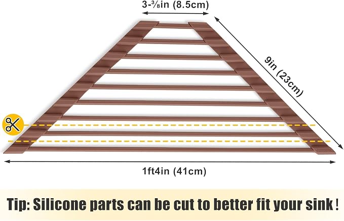 Tomorotec Triangle Roll Up Dish Drying Rack with Silicone Coating, Brown | 304 Stainless Steel with BPA-Free Silicone, Triangle Design Maximizes Sink Corner Space, Fits Compact Kitchens And RVs