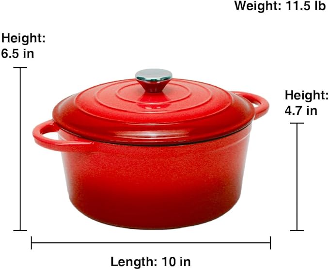 5QT Enameled Cast Iron Dutch Oven for Bread Baking with Lid, Sourdough Baking Supplies with Proofing Basket, Bread Making Tools Set, Heavy-Duty Cookware for Braising, Stews, Roasting(Red)