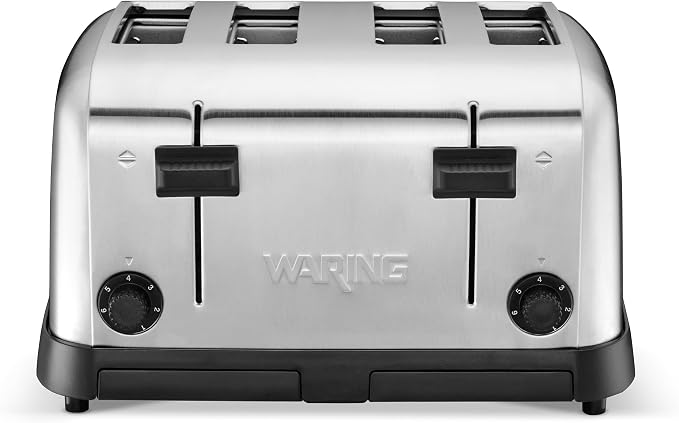 Waring 4-Slot Toaster with with Defrost Function | Professional Light-Duty Pop-Up Bread Toaster, with Defrost Function for Commercial Kitchens