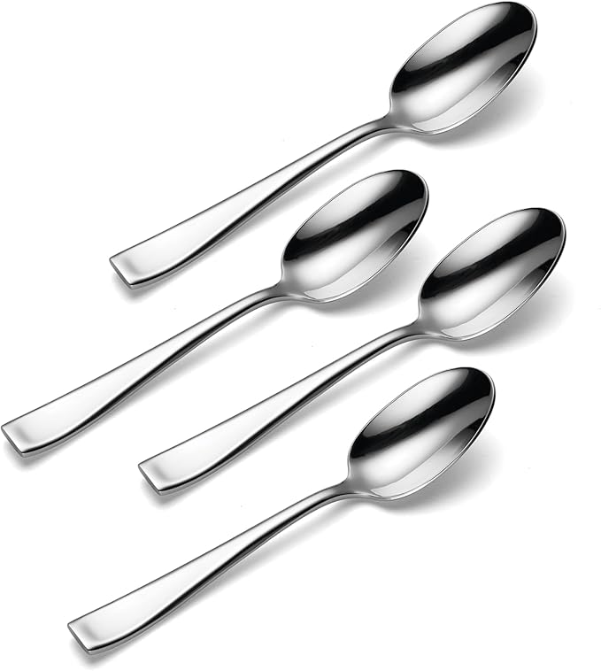 Oneida Moda Teaspoons Silverware Set for 4, Flatware | mirror finish, dishwasher safe | cutlery set for kitchen and dining, utensil set, kitchen gifts for women, heavy duty