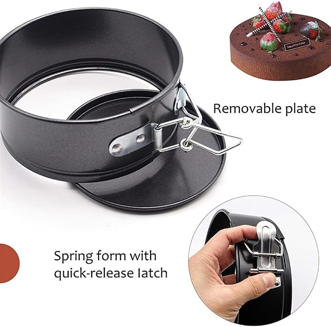 Cheesecake Pan, Springform Cake Pan Set - Pack Of 3, Nonstick Round Baking Pans with Removable Bottom, Cake Pans for Mini Cheesecakes, Pizzas and Quiches (4.7", 7", 8.6")