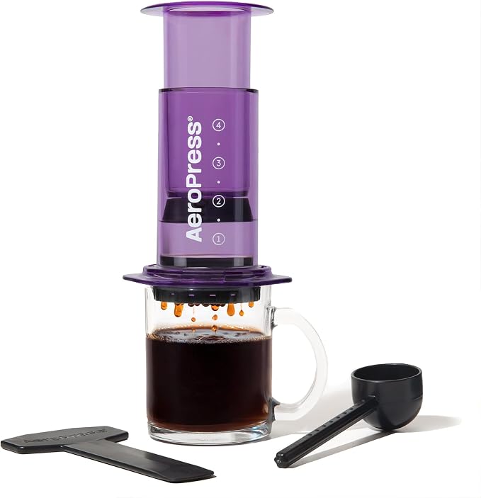 AeroPress Clear Purple Coffee Press, French Press, Pour-Over & Espresso Style