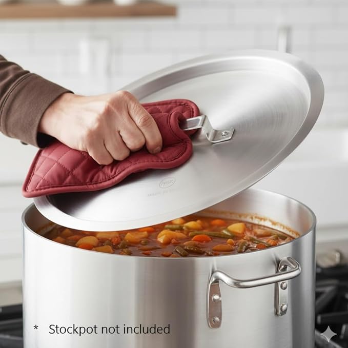 TrueCraftware- 32 qt. Aluminum Stock Pot Lid 14-3/8" Diameter x 1-1/4" Height- Multipurpose Pot Cover for Pasta Soup Pots Large Stockpot Stew Simmering Pot Dishwasher Safe NSF Certified