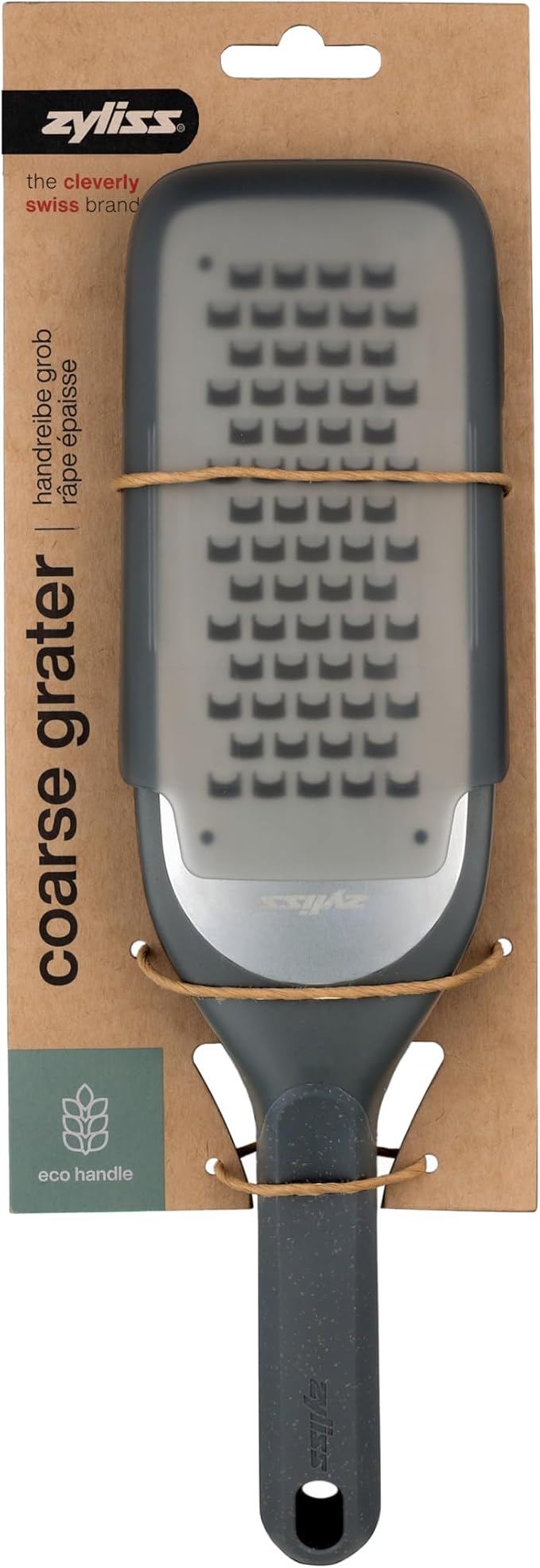 Zyliss Coarse Grater – Handheld Cheese & Vegetable Grater with Stainless Steel Blade & Wheat Straw Handle – Ideal for Hard Cheese, Carrots, Apples & More – Includes Protective Cover Doubles as Scraper