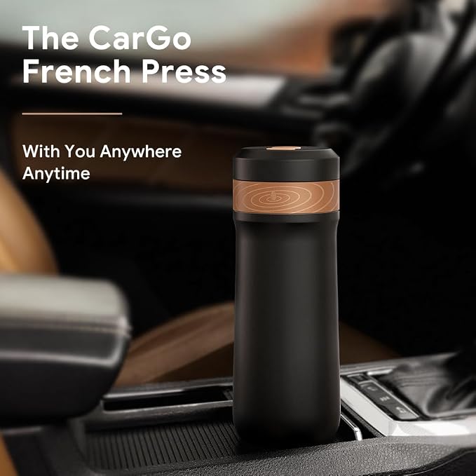 RECAFIMIL Portable French Press Stainless Steel Coffee Maker Travel French Press Insulated Bottle Cup - 320ml Portable Coffee Maker with Double Wall Insulation, Ideal for On - the - go Coffee Lovers