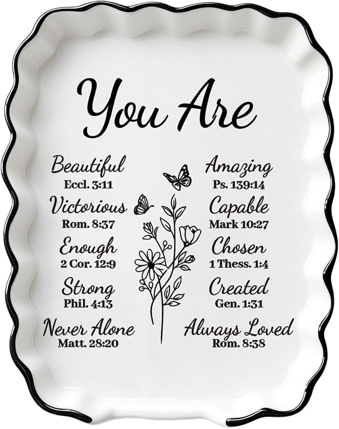 Inspirational Christian Religious Gifts for Women Mom Wife, Spoon Rest | Ceramic Spoon Rest for Stove Top, Spoon Holder for Kitchen Counter Cooking Utensil Rest, Bible Verse Farmhouse Kitchen Decor