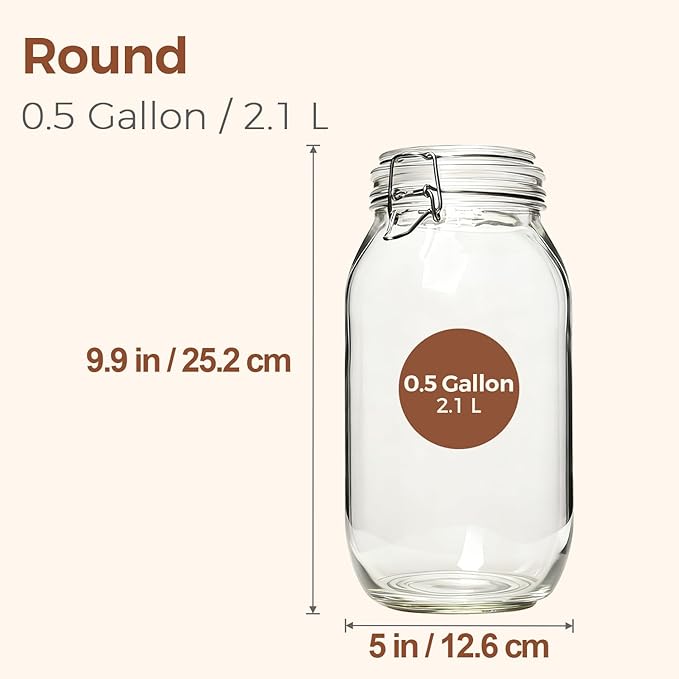 ComSaf Large Glass Jars with Airtight Lids 71 oz 3 Pack Pantry Organization | Flour sugar rice, Pickling jar, Fermenting Pantry Canisters, Sourdough starter, Large capacity, Dry goods, Sourdough pickling