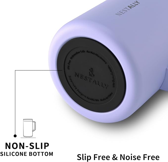 NESTALLY Cozy 20oz Insulated Coffee Mug with Handle & Lid, Lavender | Stainless Steel Double Wall Vacuum Travel Mug for Hot & Cold Drinks, Reusable Coffee Tumbler, Non-Slip Base, BPA-Free