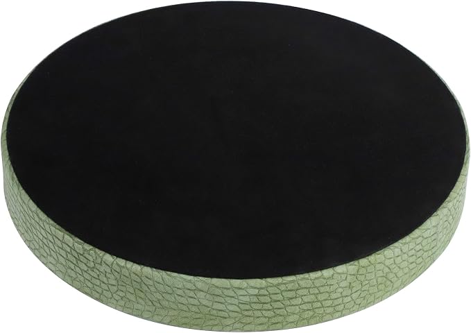 HofferRuffer Faux Leather Round Serving Tray, Vegan Croco Leather Decorative Food Tray for Storage Drinks, Snack & Cosmetics, Dia.12'' x 1.6'' (Light Green)