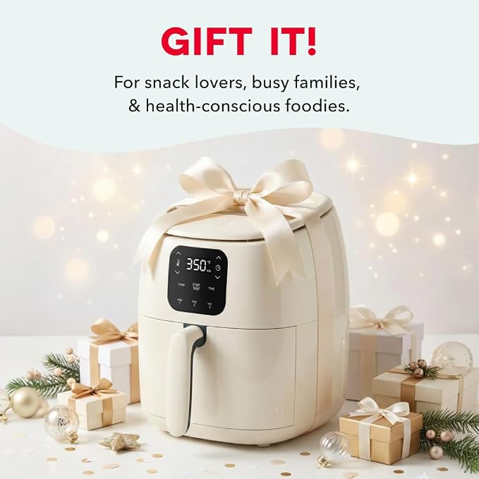 Dash Tasti-Crisp Digital Air Fryer, 2.6 Quart, Cream | Small Compact Basket Style Air Fryer for One or Two People, Auto Shut Off, Adjustable Temperature, Dishwasher Safe Parts