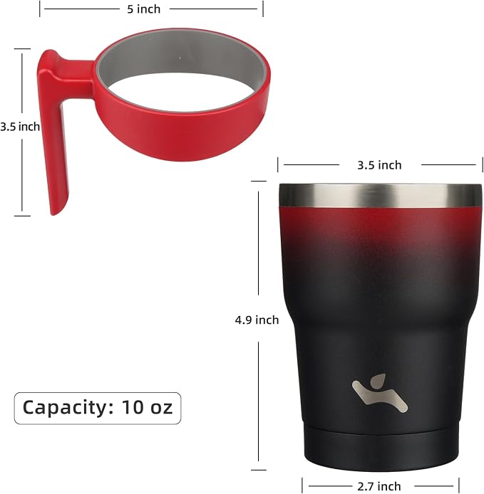 Konokyo 10 oz Tumbler with Handle and Straw, Insulated Travel Mug | Mystic Moon; BPA-free, leak-proof tumbler with 2 lids, 2 straws, cup holder fit for coffee, office, travel & daily use
