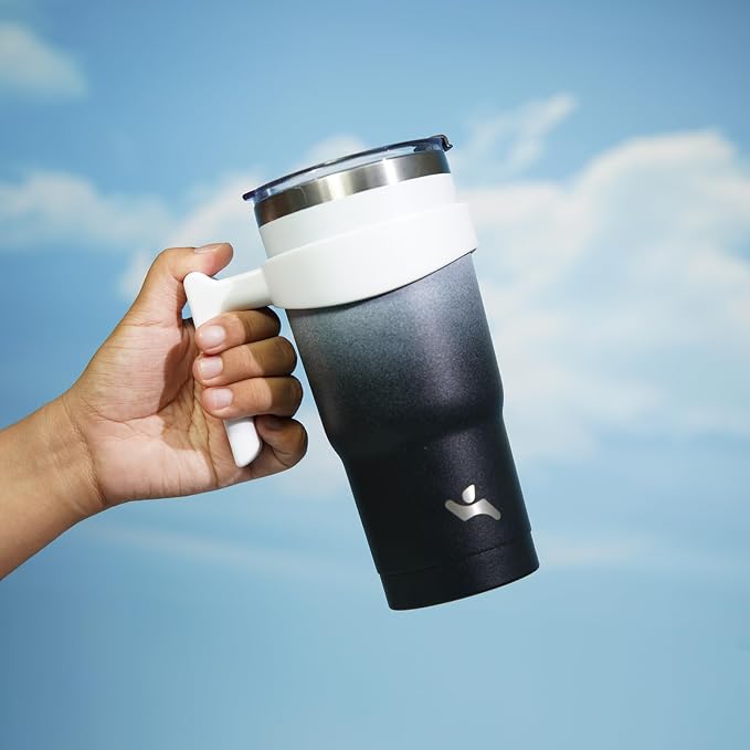 Konokyo 20 oz Tumbler with Handle and Straw, Insulated Travel Mug | Day Night; BPA-free, leak-proof tumbler with 2 lids, 2 straws, cup holder fit for coffee, office, travel & daily use