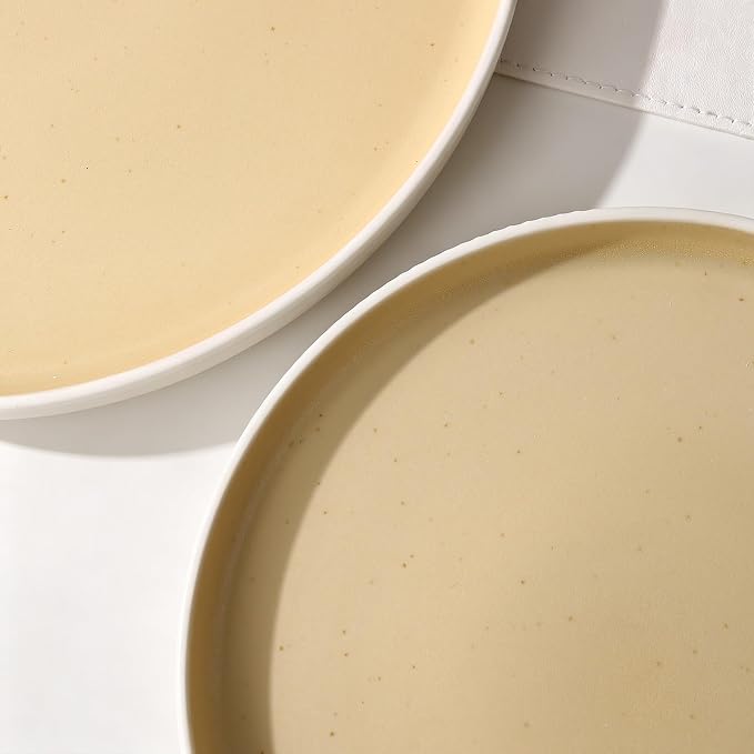18PCS Ceramic Dinnerware Set for 4,Stoneware Plates and Bowls Sets | Reactive Glaze Dish Set,Scratch Resistant Tableware Set,Reactive Glaze,Microwave & Dishwasher Safe,White Orange