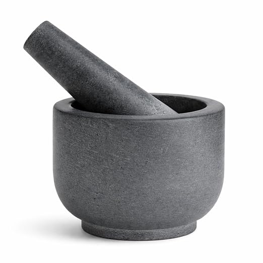 Marble Stone Mortar and Pestle, Grey | 3.75"X2.75" Mortar, 5"X1.5" Pestle, Grind Spices & Powder Pesto, Mash Herbs & Crush Pills, Regular Size