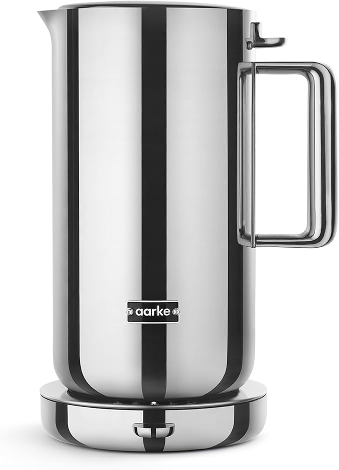 Aarke Kettle - Electric Stainless Steel Tea Kettle 1.2L (40oz), Steel | Temperature Control, Non-Drip Spout, Double-Wall Construction, Dry Boil Protection, Heat-Safe Handle, LED Cool-Down Indicator