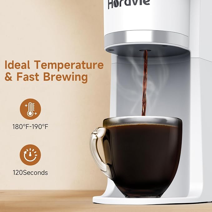 Small Single Serve Coffee Maker, One Cup Coffee Machine for K-Cup & Grounds | Portable Pod Coffee Maker, Fast Brew, 6 to 12 oz. Brew Sizes, One Button Design, Easy for Elder to Use, Space Saving, Black