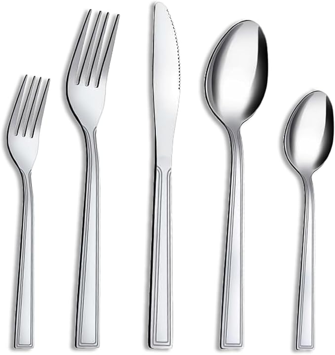 Hunnycook 30-Piece Silverware Set - Stainless Steel Silverware Set for 6, Include Spoons and Forks Set, Mirror Polished, Dishwasher Safe, Cutlery Set for Home Kitchen Restaurant Hotel