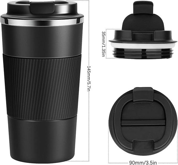 YINJAM 12oz Travel Coffee Mug Insulated Coffee Cups to Go with Leakproof Lid Vacuum Stainless Steel Double Walled Thermal Car Coffee Tumbler for Hot Cold Iced Tea Drinks Reusable (Pink, 12oz)