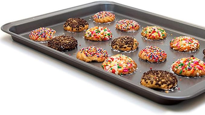2PCS Cookie Sheet 10x14.5 Inch (Inner 9x13) Baking Sheet Nonstick Heavy Carbon Steel Baking Pans Bakeware | Nonstick, Heavy Carbon Steel, Inner size 9x13", Food Tray, Toaster Oven Pans, 1/4 Sheet Pan, Easy Clean, Reheat Food