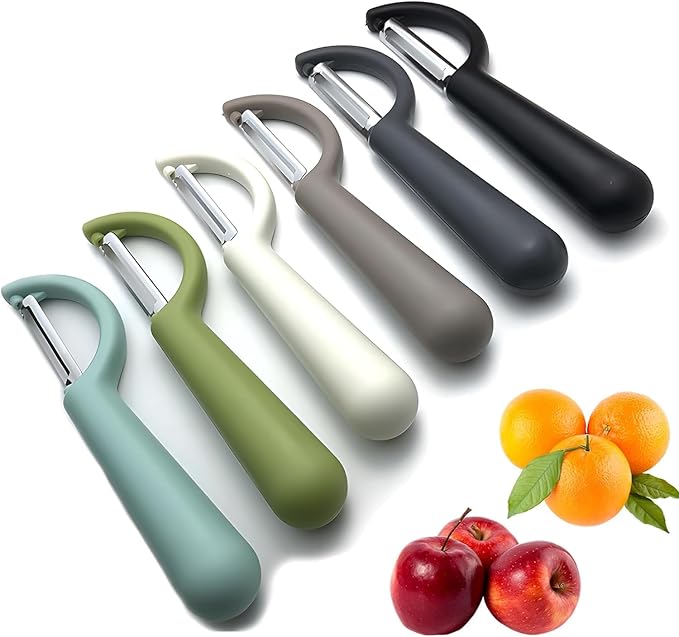 Trez Treamer 6-Pack Vegetable Peeler for Kitchen，Y Peeler Stainless Steel Potato Peeler Set for Apple Veggie Carrot Fruit Zucchini Cucumber Safe Peelers Bulk with Non-Slip Handle (P)