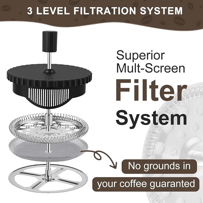 wedrink French Press Coffee Maker 21OZ, Heat Resistant Borosilicate Glass Carafe/Tea Maker Coffee Press Frother Brewer (600ml)
