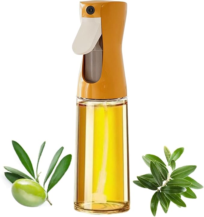 Oil Sprayer for Cooking -200ml Glass Olive Oil Sprayer, Cooking Sprayer, Kitchen Gadgets for Air Fryer, Canola Oil Spritzer, Widely Used for Salad Making, Baking, Frying, BBQ (Yellow)