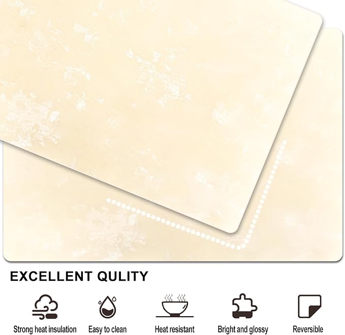Faux Leather Placemats Set of 6, 11.8"x17.7", Pearl White
