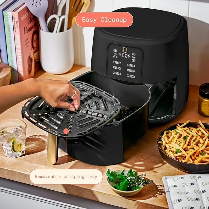 B 6 Quart Digital Air Fryer TurboCrisp Technology, Large Touchscreen Controls, Ceramic Roast Reheat Dehydrate Nonstick, Family Size for 5-7 People