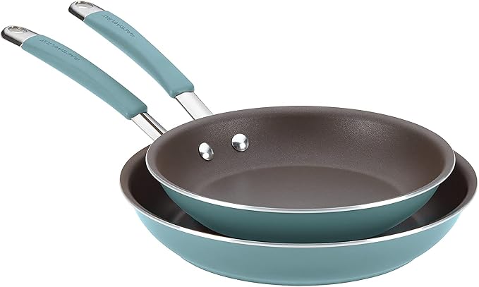 Rachael Ray Cucina Nonstick Frying Pan Set / Fry Pan Set / Skillet Set - 9.25 Inch and 11 Inch, Blue