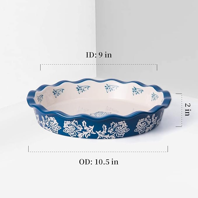 Wisenvoy Pie Pan Ceramic Pie Dish Pie Plate Deep Dish Pie Pan Non-Stick Pie Pans for Baking Pie Pans Pie Dishes