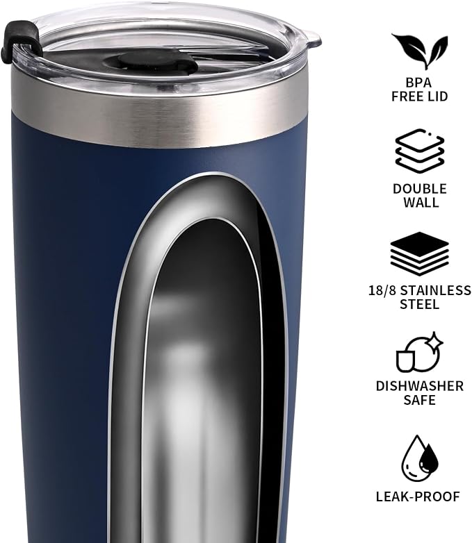NESTALLY Crafted 20oz Stainless Steel Insulated Tumbler with Lid,Navy Blue | Stainless Steel Double Wall Vacuum, BPA Free,Travel Coffee Mug Keeping Drink Cold & Hot,Gifts for Women Men Her Him