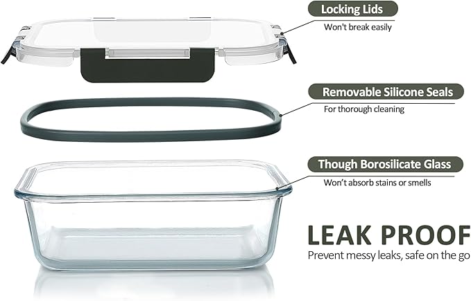 M MCIRCO 80 oz & 36 oz Extra Large Glass Food Storage Containers with Lids | Meal Prep Containers, 2 Pack 80 oz(10 cup) &2 Pack 36 oz (4.5 cup) Baking Containers, Microwave, Oven, Freezer, Dishwasher