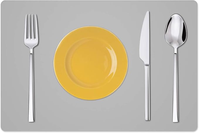 Silicone Placemats, Food-Grade Non-Slip Waterproof, Dining, Stain Resistant, Countertop Protector, Kitchen Counter Mat, Heat Resistant, Baking mat Dishwasher Safe (23.6"×15.7"-2pack, Gray)