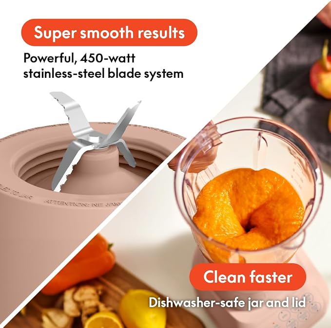 bella Fits-anywhere™ Flip & Store Blender, 48 oz, 520W, Blossom