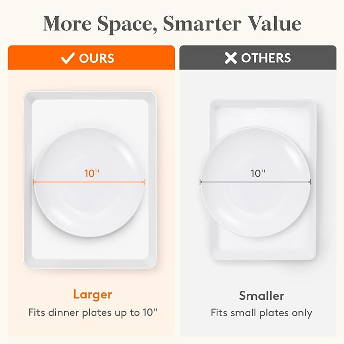 Lifewit 6 Pcs Extra Large Serving Tray for Party, 16" x 12" Reusable Plastic Food Serving Platter for Dessert, Fruit, Cookie, Appetizers & Charcuterie, BPA-Free White Catering Trays for Buffet Display
