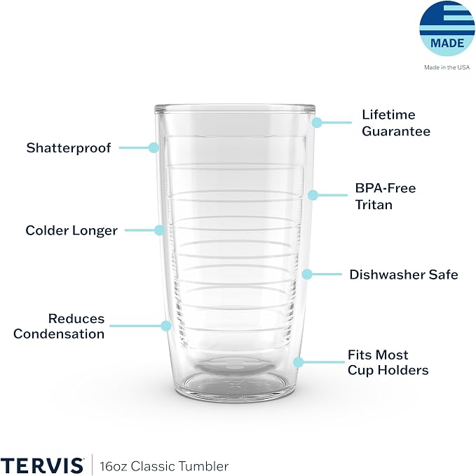 Tervis Clear & Colorful Tabletop Made in USA Double Walled Insulated Tumbler Travel Cup Keeps Drinks Cold & Hot, 16oz - 4pk, Pink Sand | Made in USA, Double-wall Insulated, Shatterproof, BPA-Free, Dishwasher Safe, Fits Most Cupholders, Great to Gift, S...