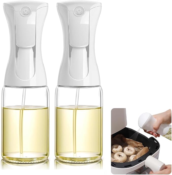 oil spray 200ml PET bottle/150ml Glass. Fine Mist Spray Bottle for Air Fryer, Olive Oil, Healthy Nonstick Frying, Commercial & Home Kitchen Use (886 * 2Pcs)