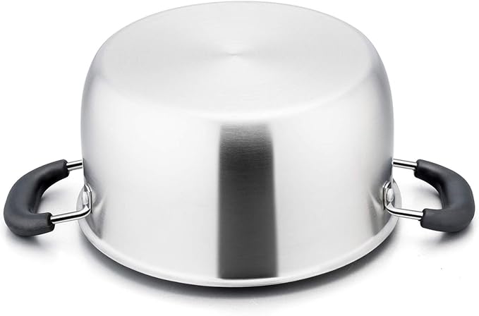 P&P CHEF 6 Qt Stockpot with Lid, Stainless Steel Stock Pot, 1-Ply Metal | Cooking Pot for Soup Pasta, Heat-Proof Double Handles with Visible Lid, Dishwasher Safe & Healthy Use