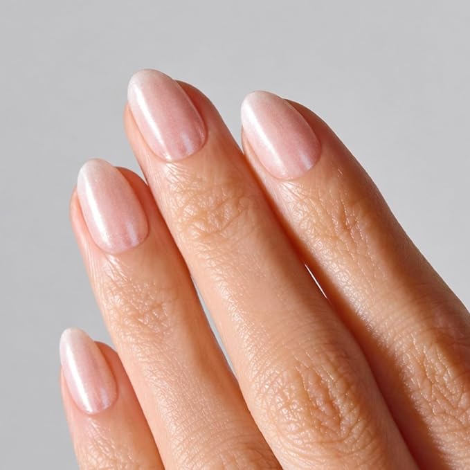 ohora Gel Press On Nails | Beige, Chrome, Short Oval | Glazed Chrome | Salon-Quality, 100% Real Gel, No UV Lamp, No Glue, Non-Toxic | 15 Sizes, 30 Tips | Long Lasting, press on short