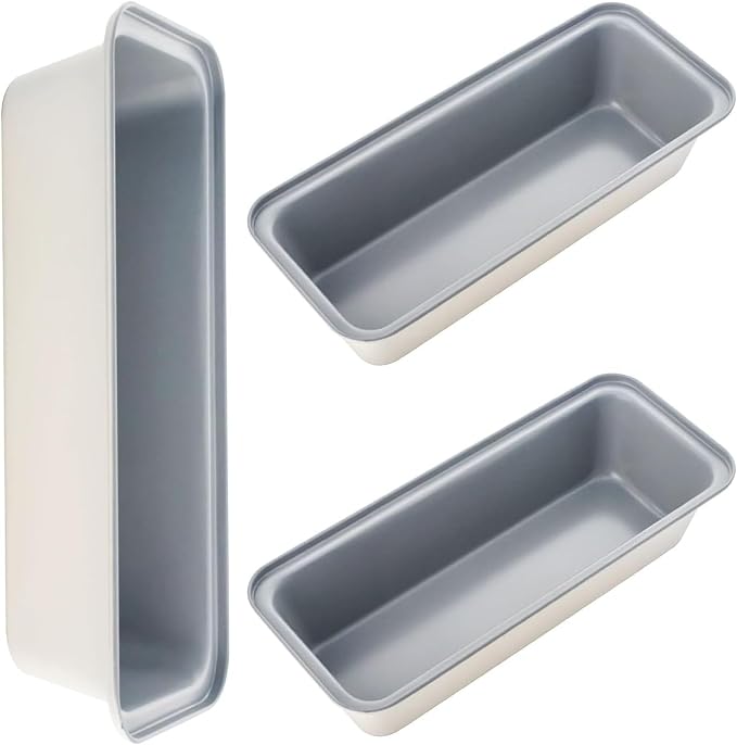 Long Bread Loaf Pan 3 Pack, 12x4 Inch Nonstick Carbon Steel | Even Heat for Homemade Sourdough, Banana Bread & Meatloaf – Rustproof, Warp-Proof, Easy Release,PTFE & PFOA Free